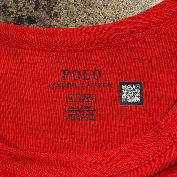 Polo Ralph Lauren Dress Minimalist Preppy Casual Logo Pocket Midi Red Medium - Picture 2 of 9